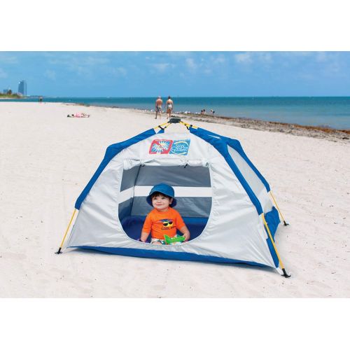  Rio Brands Beach Total Sun Block UPF 50+ Baby Sun Shade Pop-Up Beach Shelter, Silver, 62 x 41 x 36 (ATSBSD103-2019-1)