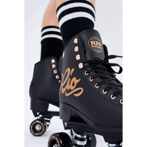  Rio Roller Rose Rollschuhe schwarz-goldfarben Damen