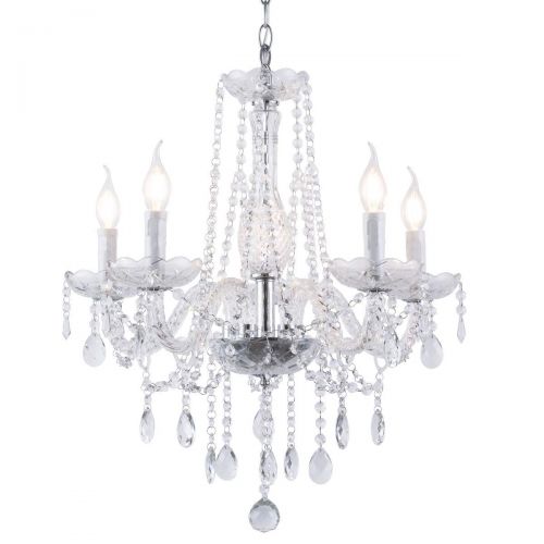  Riomasee Modern Crystal Chandeliers K9 Crystal Glass Candle Chandelier Contemporary Elegant Decoration Ceiling Light Fixture for Living Rooms,Dining Rooms,Bedrooms 5-Light W22.44 x