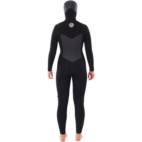  Rip Curl Womens Flashbomb 6/4mm Hooded Chest Zip Wetsuit - Black - Easy Stretch Lightweight Flash Lining