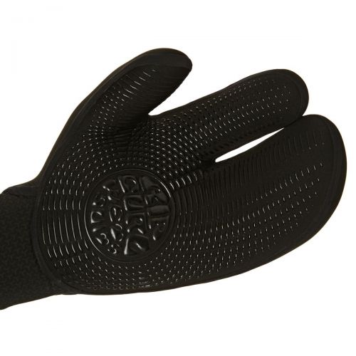  Rip Curl FlashBomb 5/3mm 3 Finger Neoprene Wetsuit Gloves in Black - E5 Flash Lining - Gel Palm Grip