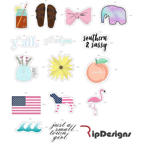  [아마존베스트]RipDesigns - 15 Preppy Stickers for Water Bottles, Laptops (Series 5)