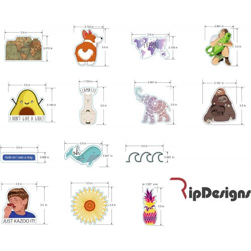  [아마존베스트]RipGrip RipDesigns - 14 Cute Stickers for Water Bottles, Laptops (Series 1)