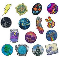 RipGrip RipDesigns - Large Assorted Set of 15 Aesthetic, Cute and Cool Outdoors Iron On Patches for Jackets Backpacks Jeans and Clothes | Each Embroidered Patch is Durable and Sticks to Al