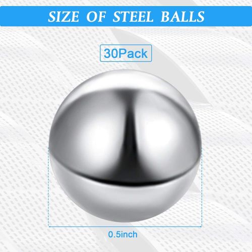  [아마존베스트]Ripeng 30 Pieces Steel Balls 0.5 Inch Replacement Balls Rust-Proof Metal Balls for Toys Marble Run