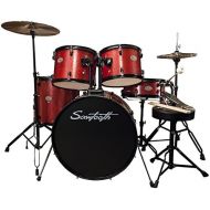 [아마존베스트]Rise by Sawtooth Full Size Student Drum Set with Hardware and Cymbals, Crimson Red Sparkle