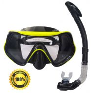 Rising Goods Mask and Snorkel Set for Adults - Anti-Fog Glass, Purge Valve, Snorkeling Splash Cap