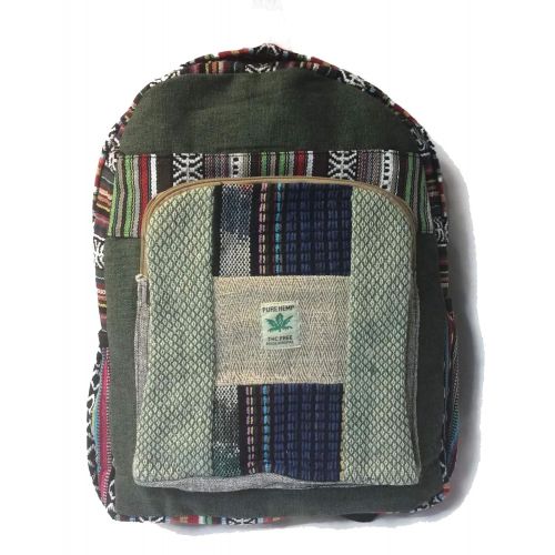  Rising International Tribal Aztec Cotton & Hemp Backpack Rucksack Multi-color Bag Unisex Boho Bohemian Hand Crafted Nepal Hippie Bag