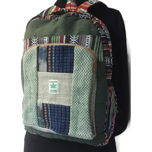  Rising International Tribal Aztec Cotton & Hemp Backpack Rucksack Multi-color Bag Unisex Boho Bohemian Hand Crafted Nepal Hippie Bag