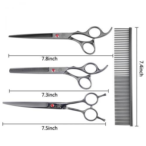 Rision Pet Grooming Scissors 7.0 inch Stainless Steel Premium Curved Dog Grooming Scissor Set for Dogs Cats Hair Cutting