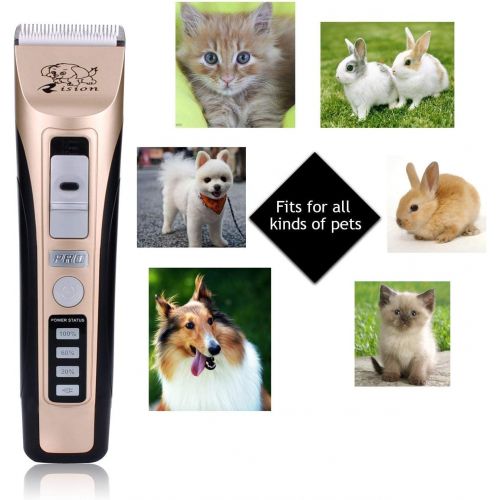  Rision Dog Clippers -【with 2 Shaving Heads】 Pet Clippers Low Noise Rechargeable Cordless Dog Trimmers Professional Animal Grooming Shavers for Thick Hair Dogs, Cats, Rabbits and Horses (G