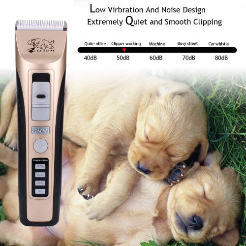  Rision Dog Clippers -【with 2 Shaving Heads】 Pet Clippers Low Noise Rechargeable Cordless Dog Trimmers Professional Animal Grooming Shavers for Thick Hair Dogs, Cats, Rabbits and Horses (G