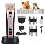 Rision Pet Grooming Clippers-【with 2 Shaving Heads】 5 Speed(MAX 7,000RPM) Professional Dog Trimmer, Low Noise Rechargeable Cordless Dog Hair Grooming Clippers Pet Shaver for Dogs C