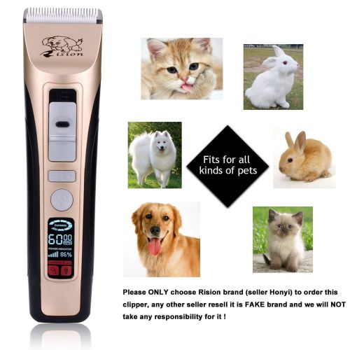  Rision Pet Grooming Clippers-【with 2 Shaving Heads】 5 Speed(MAX 7,000RPM) Professional Dog Trimmer, Low Noise Rechargeable Cordless Dog Hair Grooming Clippers Pet Shaver for Dogs C