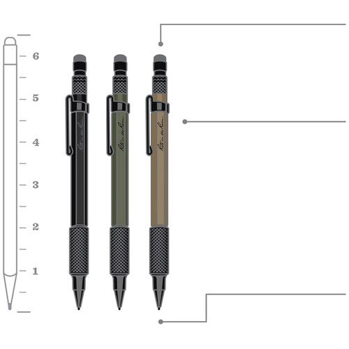  Rite in the Rain Mechanical Pencil (Flat Dark Earth, Black & Olive Drab, 3-Pack)