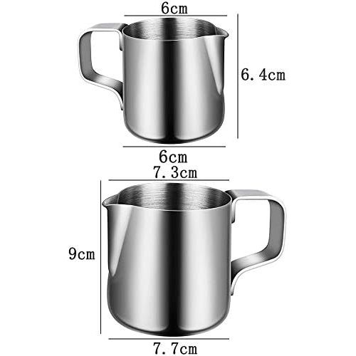  Ritte Milchkannchen, Milk Pitcher 150ml/350ml Milchkanne Aus Edelstahl, Milch Aufschaumkrug Edelstahl Milch Aufschaumen Tasse Kaffee Milchaufschaumer und Latte fuer Cappuccino und Latte (