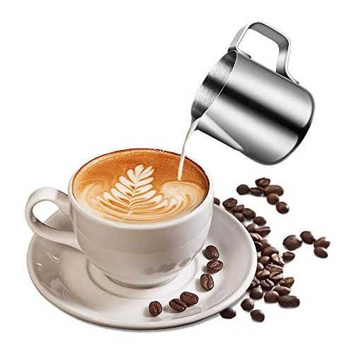  Ritte Milchkannchen, Milk Pitcher 150ml/350ml Milchkanne Aus Edelstahl, Milch Aufschaumkrug Edelstahl Milch Aufschaumen Tasse Kaffee Milchaufschaumer und Latte fuer Cappuccino und Latte (