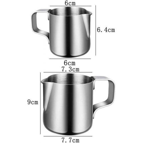  Ritte Milchkannchen, Milk Pitcher 150ml/350ml Milchkanne Aus Edelstahl, Milch Aufschaumkrug Edelstahl Milch Aufschaumen Tasse Kaffee Milchaufschaumer und Latte fuer Cappuccino und Latte (