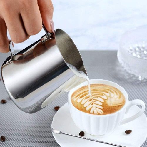  Ritte Milchkannchen, Milk Pitcher 150ml/350ml Milchkanne Aus Edelstahl, Milch Aufschaumkrug Edelstahl Milch Aufschaumen Tasse Kaffee Milchaufschaumer und Latte fuer Cappuccino und Latte (