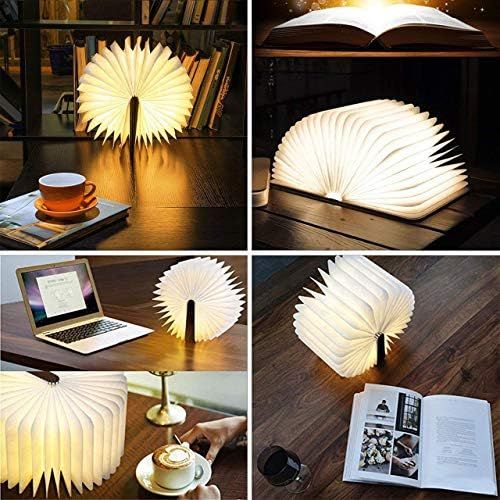  Ritte Faltbare LED Buchlampe, 360°Faltbar Dekorative BuchLampen, Folding Buch LED Lampe Nachtlicht USB Aufladbare Bunte fuer Haus, Dekoration Fuenf Farben zur Auswahl fuer Kinder, Freund, F