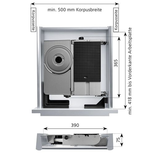  Ritter made in Germany ... in der Kueche zuhause RITTER 546005 Metall-Einbau-Allesschneider AES 72 SR-H silbermetallic, rechts