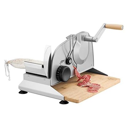  ritter Amano 5 All Purpose Slicer with Smooth Smooth Hand Crank, Made in Germany, Metallic Silver