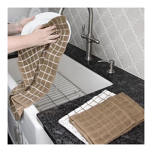  Ritz 100% Cotton Terry Kitchen Dish Towels, Highly Absorbent, 25” x 15”, 3-Pack, Mocha Brown