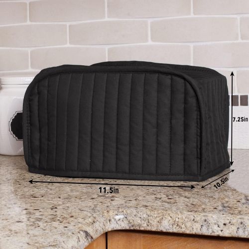  RITZ Polyester / Cotton Quilted Four Slice Toaster Appliance Cover, Dust and Fingerprint Protection, Machine Washable, Black