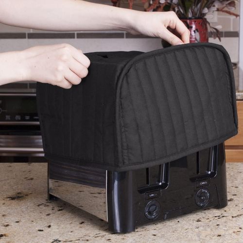  RITZ Polyester / Cotton Quilted Four Slice Toaster Appliance Cover, Dust and Fingerprint Protection, Machine Washable, Black