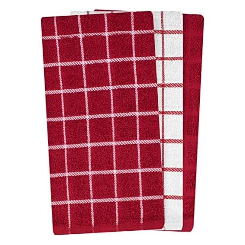  Ritz 100% Cotton Terry Kitchen Dish Towels, Highly Absorbent, 25” x 15”, 3-Pack, Paprika Red