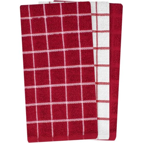  Ritz 100% Cotton Terry Kitchen Dish Towels, Highly Absorbent, 25” x 15”, 3-Pack, Paprika Red