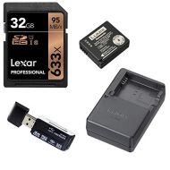 Ritz Camera Panasonic DMW-ZSTRV Lumix Battery & External Charger Travel Pack - Accessory Kit for Panasonic ZS60/ZS70/ZS100 Battery, 32GB Memory Card and SD Card Reader Accessory Bundle