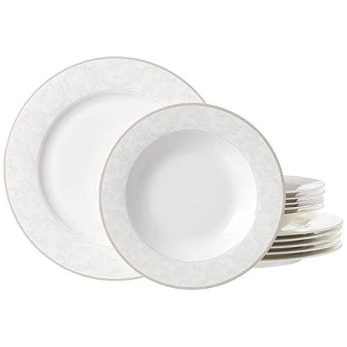  Ritzenhoff & Breker Tafelservice Isabella, 12-teilig, Fine-China-Porzellangeschirr, Weiss mit Ornamenten