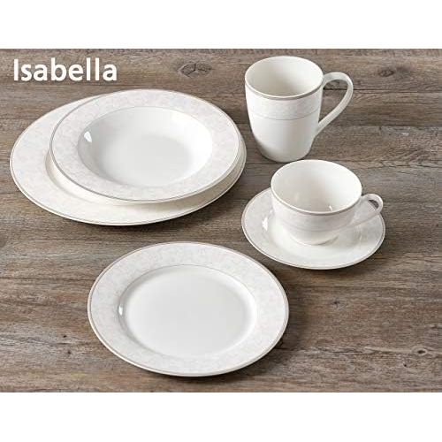  Ritzenhoff & Breker Tafelservice Isabella, 12-teilig, Fine-China-Porzellangeschirr, Weiss mit Ornamenten