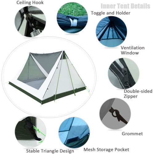  River Geertop 2-3 Person Lightweight Trekking Pole Tent Waterproof Outdoor Tents for Camping, 3 Season Pole Tent Backpacking Hiking Travel - Easy to Set Up