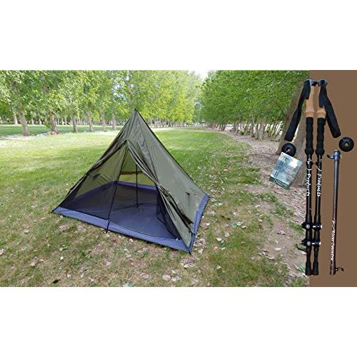  River Country Products Trekker Tent 3 Combo Pack, Lightweight Four Person Backpacking Tent with Trekking Poles