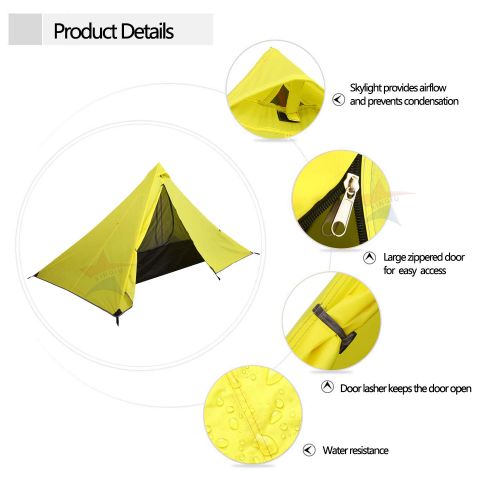 River XINQIU Backpacking Tent for Outdoor,Lightweight Ultralight Portable Tents for Camping Hiking Mountaineering,Easy Set Up,Waterproof Rainfly 1-2 Person Available