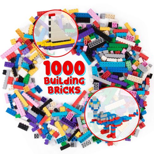  River Colony Trading and ships from Amazon Fulfillment. SCS Direct 1000 pc Classic Building Bricks - Bulk Blocks w 54 Roof Pieces and Better Variety - Compatible with All Brands