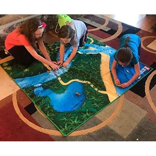  River Monster Collection Toy Dinosaur Play Mat |Jurassic Play Mat | Create a Dino World | Foldable Portable Solution |Large Size 57” x 57” | Multiple Habitats for All Toy Creatures | Child Activity Mat | b