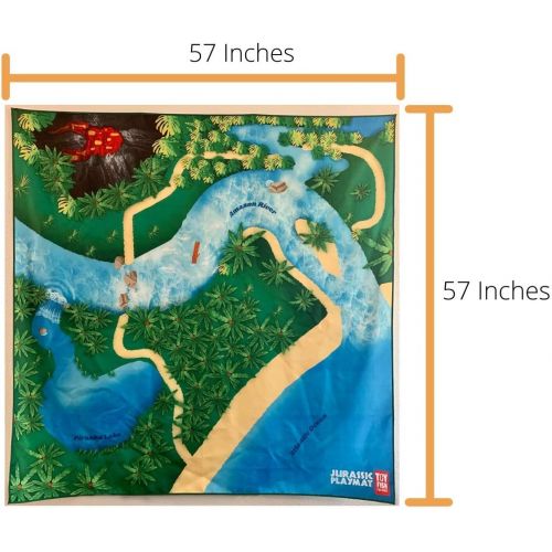  River Monster Collection Toy Dinosaur Play Mat |Jurassic Play Mat | Create a Dino World | Foldable Portable Solution |Large Size 57” x 57” | Multiple Habitats for All Toy Creatures | Child Activity Mat | b