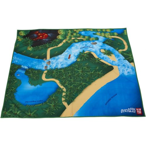  River Monster Collection Toy Dinosaur Play Mat |Jurassic Play Mat | Create a Dino World | Foldable Portable Solution |Large Size 57” x 57” | Multiple Habitats for All Toy Creatures | Child Activity Mat | b