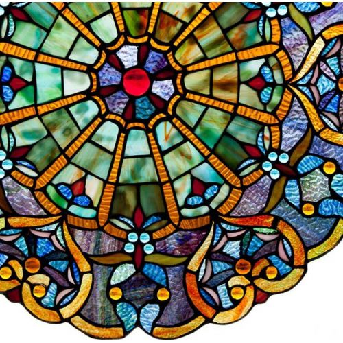  [아마존 핫딜]  [아마존핫딜]River of Goods Victorian Style Stained Glass Panel: 23 Inch High Webbed Heart Decorative Window Hanging - Large Round Tiffany Style Blue, Green, Yellow & Red Framed Hangings - Ornament for the Wa