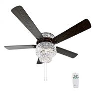 River of Goods 16554S Silver Punched Metal and Clear Crystal Ceiling Fan