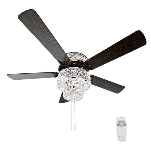  River of Goods 16554S Silver Punched Metal and Clear Crystal Ceiling Fan