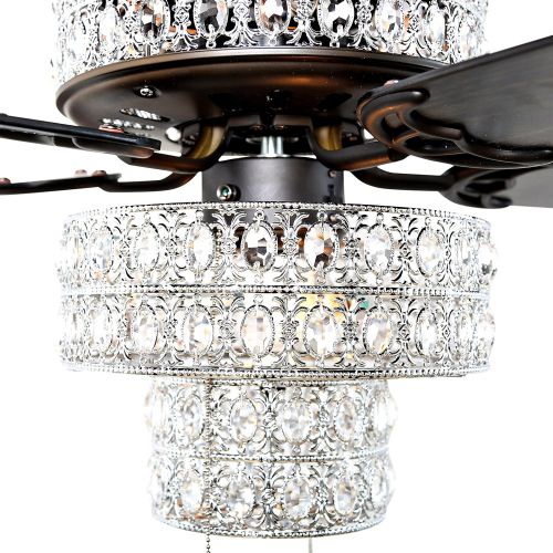  River of Goods 16554S Silver Punched Metal and Clear Crystal Ceiling Fan