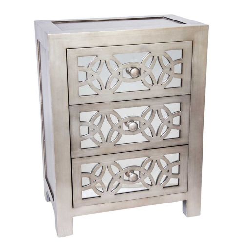  River of Goods Contemporary Glam Slam 3 Drawer Cabinet, 25.75/Medium, Pewter