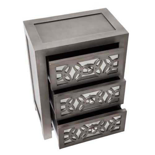  River of Goods Contemporary Glam Slam 3 Drawer Cabinet, 25.75/Medium, Pewter