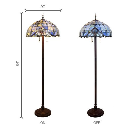  River of Goods 64H Stained Glass Blue Allistar Floor Lamp