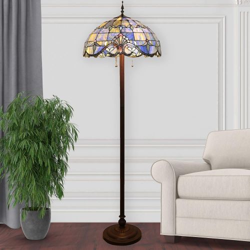  River of Goods 64H Stained Glass Blue Allistar Floor Lamp