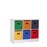 RiverRidge Home RiverRidge 6 Bins Storage Cabinet for Kids, White/Primary